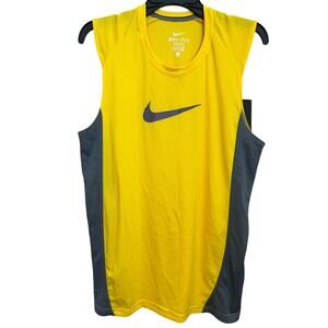 Nike Dri-FIT Yellow & Gray Sleeveless Athletic Training Shirt Sze S